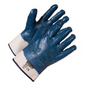 Forcefield Blue Nitrile Fully Rough Coated Work Gloves, Cotton Supported, Safety Cuff