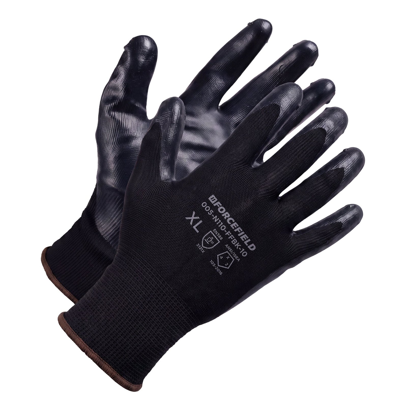 Forcefield Black Nitrile Foam Coated, Nylon Liner, Light to Medium Duty