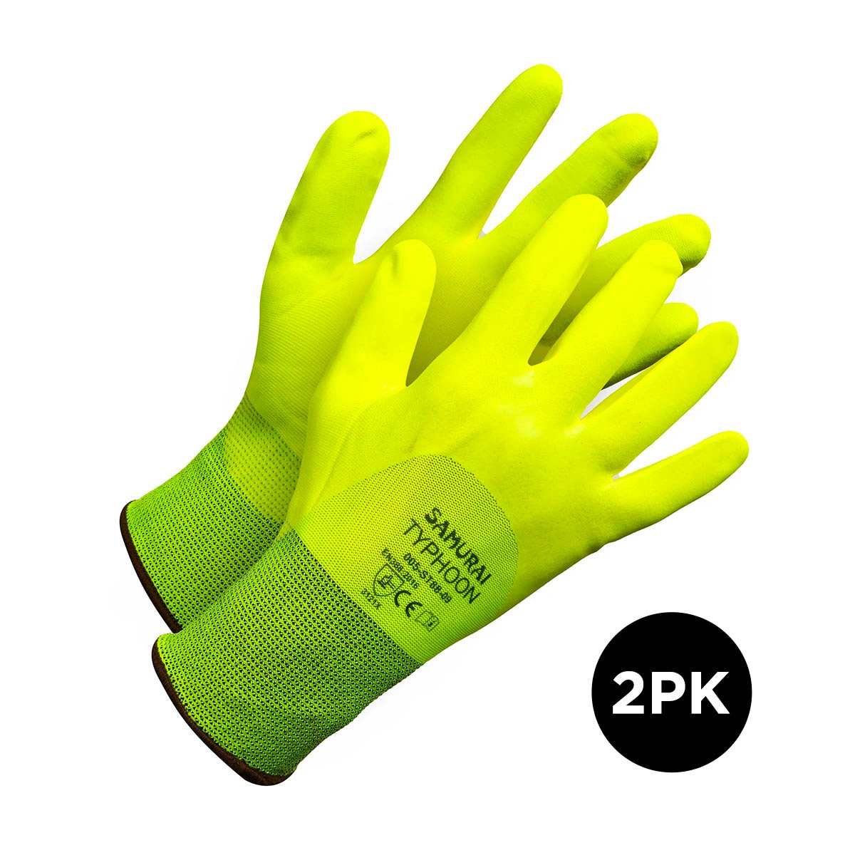 Forcefield "Samurai Typhoon" 3/4 Nitrile Dipped Hi Vis Work Glove - 2 Pack