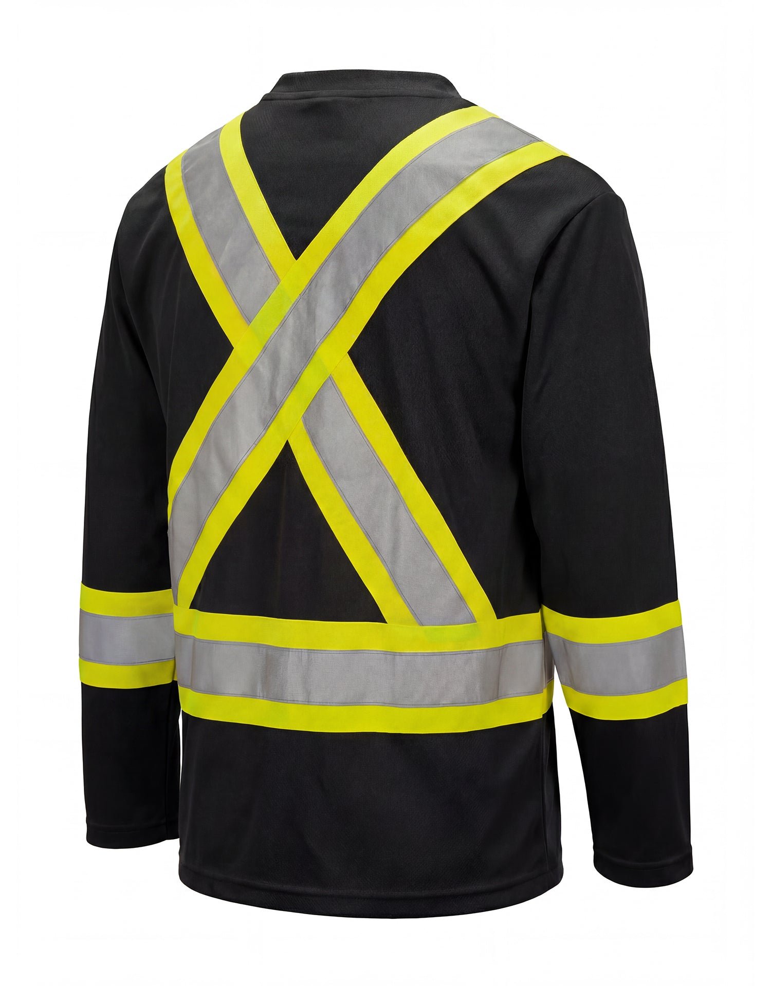 Forcefield Hi Vis V-Neck Long Sleeve Safety Tee with Chest Pocket - Image 6