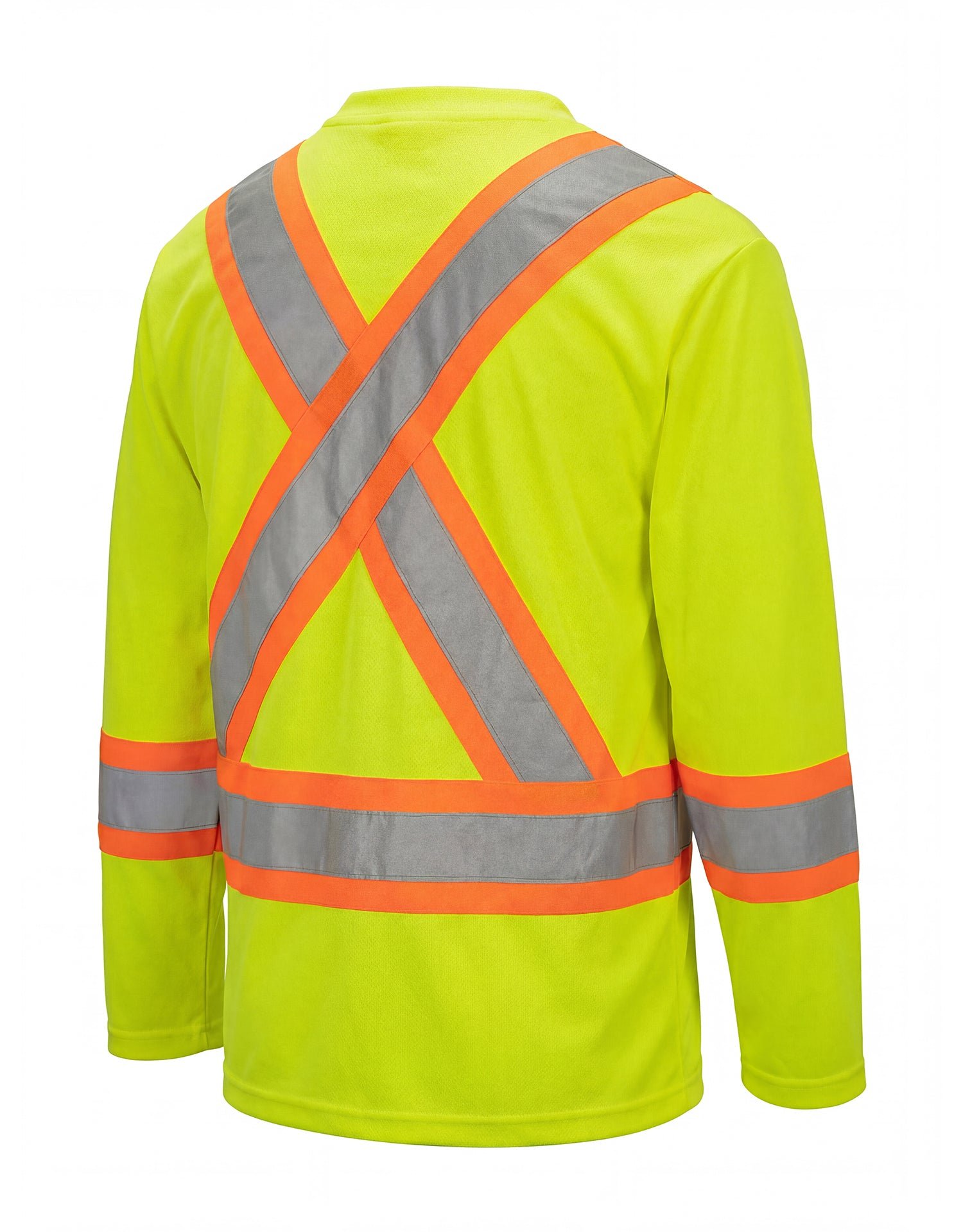 Forcefield Hi Vis V-Neck Long Sleeve Safety Tee with Chest Pocket - Image 4
