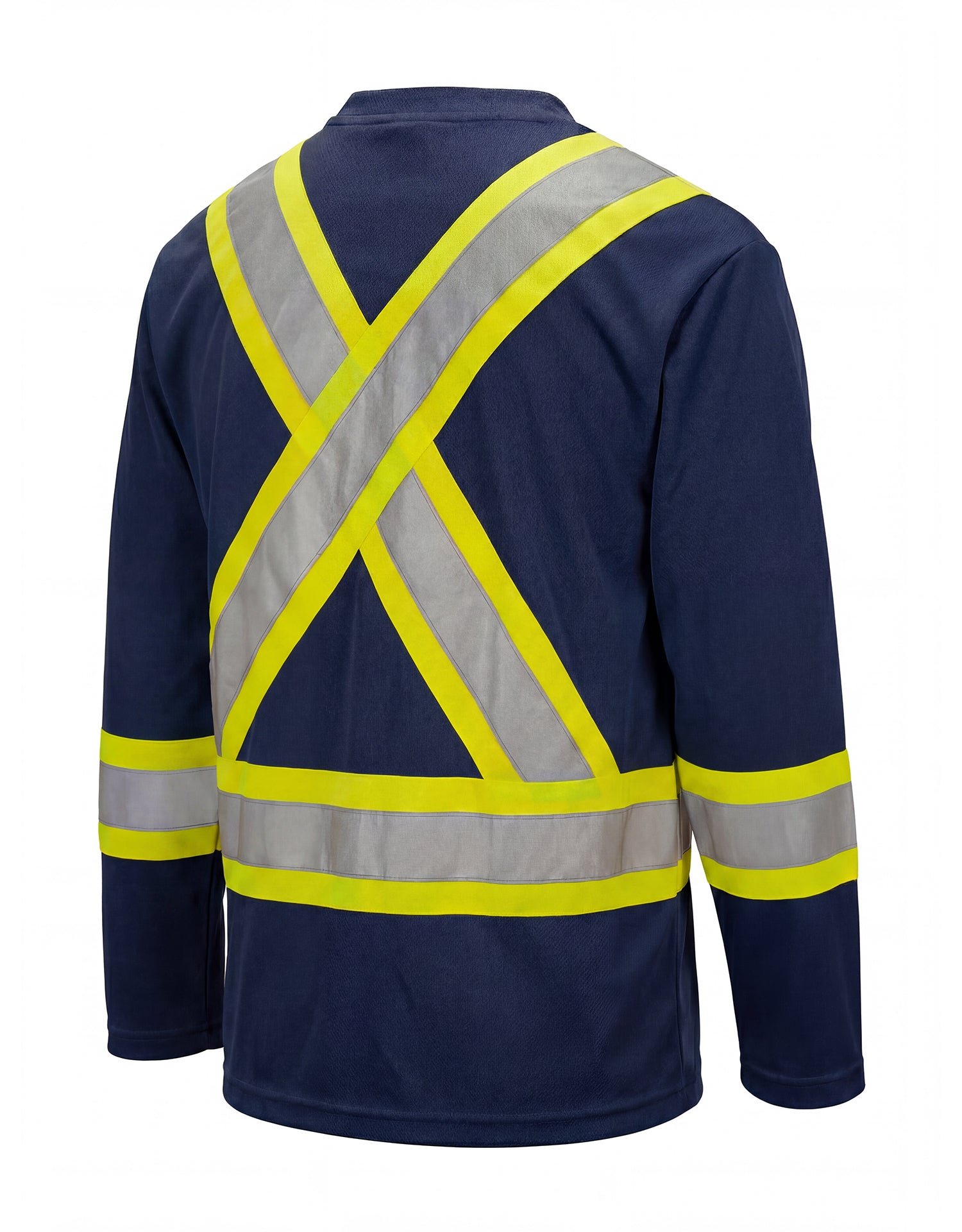 Forcefield Hi Vis V-Neck Long Sleeve Safety Tee with Chest Pocket - Image 8