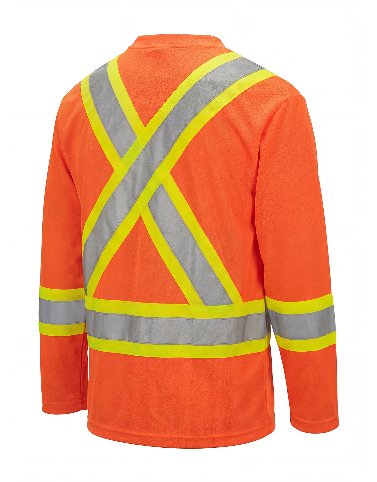 Forcefield Hi Vis V-Neck Long Sleeve Safety Tee with Chest Pocket - Image 2