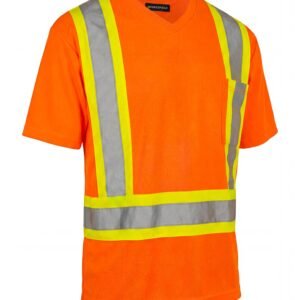 Forcefield Hi Vis V-Neck Short Sleeve Safety Tee Shirt
