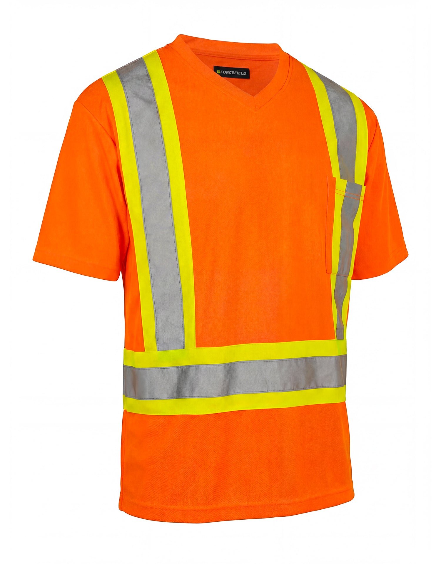 Forcefield Hi Vis V-Neck Short Sleeve Safety Tee Shirt