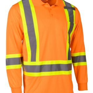 Forcefield Hi Vis Safety Long Sleeve Polo Tee