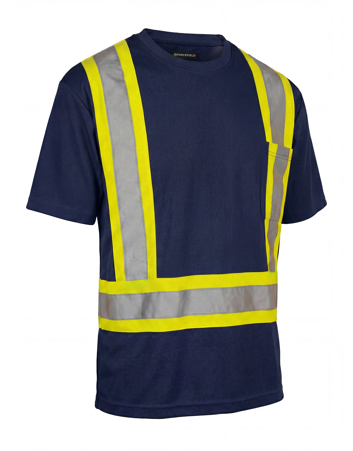 Forcefield Hi Vis Crew Neck Short Sleeve Safety Tee Shirt with Chest Pocket - Image 7