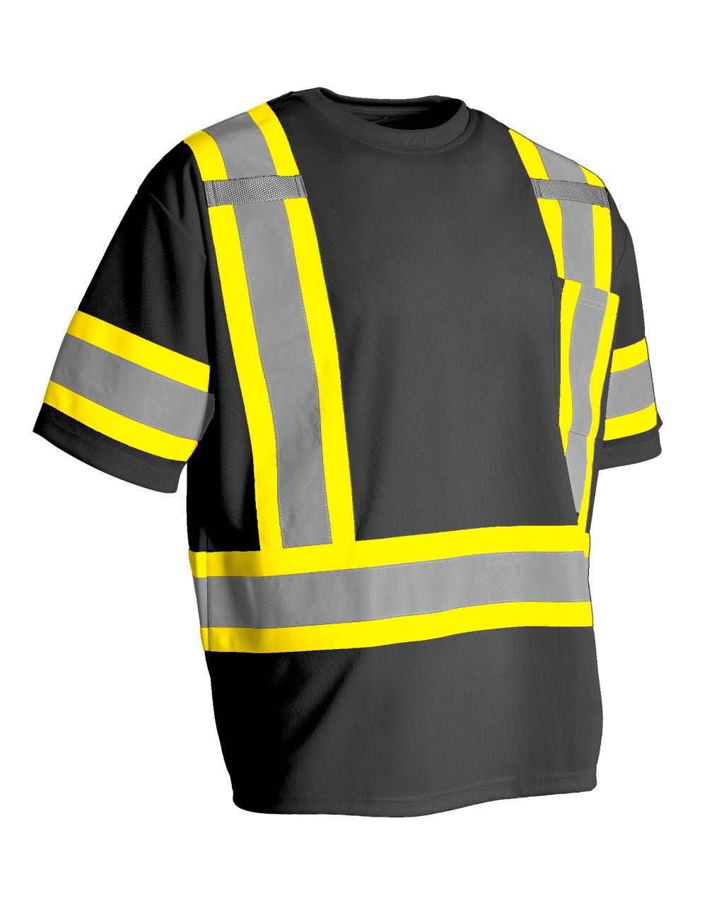 Forcefield Hi Vis Crew Neck Short Sleeve Safety Tee Shirt with Chest Pocket and Arm Bands - Image 6