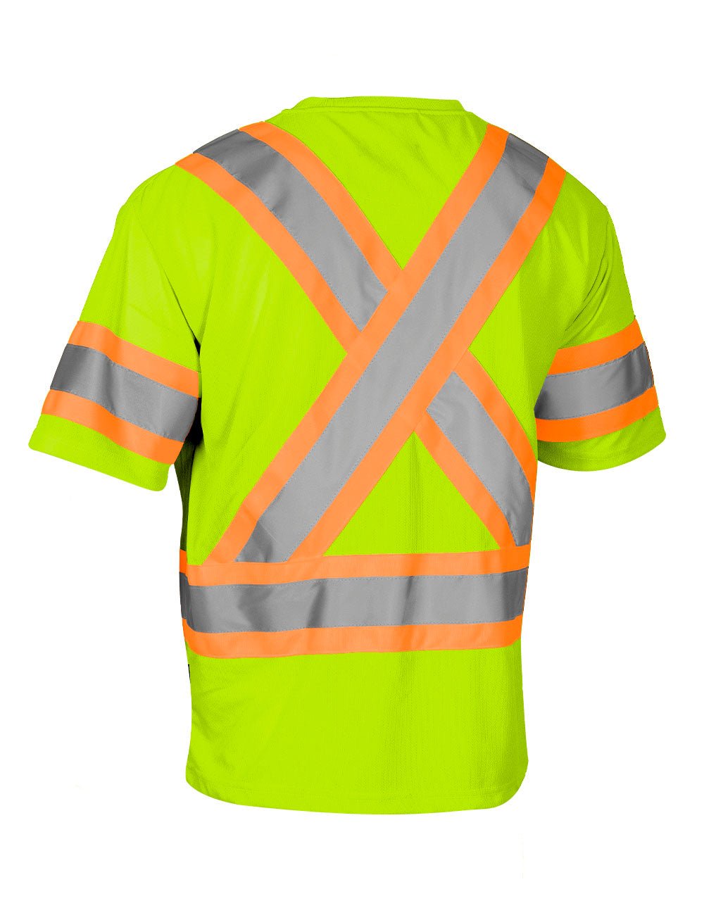 Forcefield Hi Vis Crew Neck Short Sleeve Safety Tee Shirt with Chest Pocket and Arm Bands - Image 3