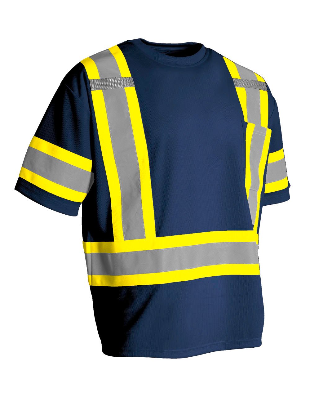 Forcefield Hi Vis Crew Neck Short Sleeve Safety Tee Shirt with Chest Pocket and Arm Bands - Image 9