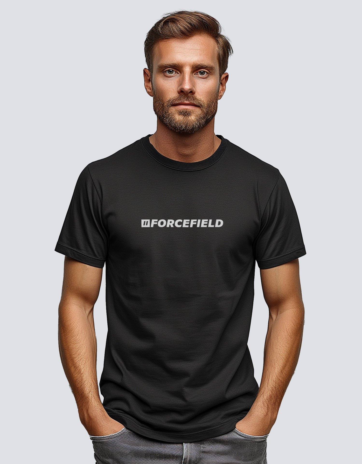 Forcefield Black Lightweight Short-Sleeve Crewneck Reflective Forcefield Logo Graphic T-Shirt