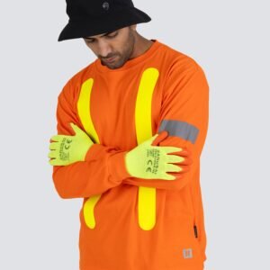 Forcefield Retro Safety Cotton Long Sleeve Tee With Reflective Arm Striping