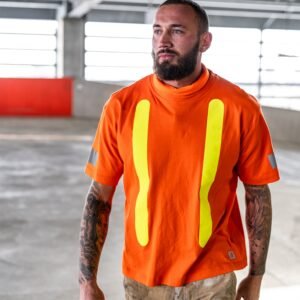 Forcefield Retro Safety Cotton Short Sleeve Tee With Reflective Arm Striping