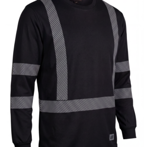 Forcefield Hi Vis Black Crewneck Long Sleeve Ultrasoft Technical Tee