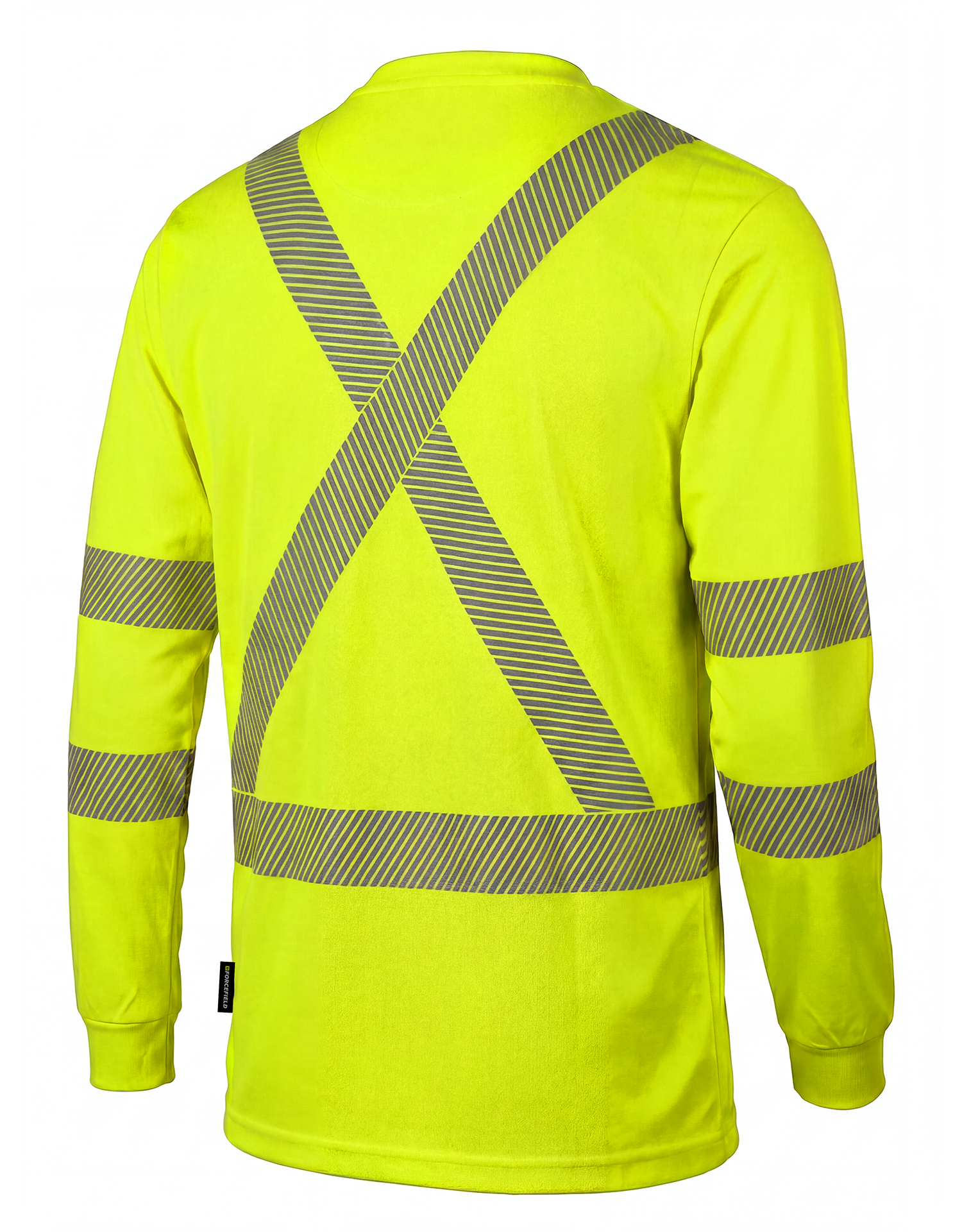 Forcefield Hi Vis Lime Crewneck Long Sleeve Ultrasoft Technical Tee - Image 2