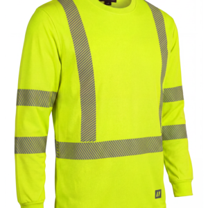 Forcefield Hi Vis Lime Crewneck Long Sleeve Ultrasoft Technical Tee