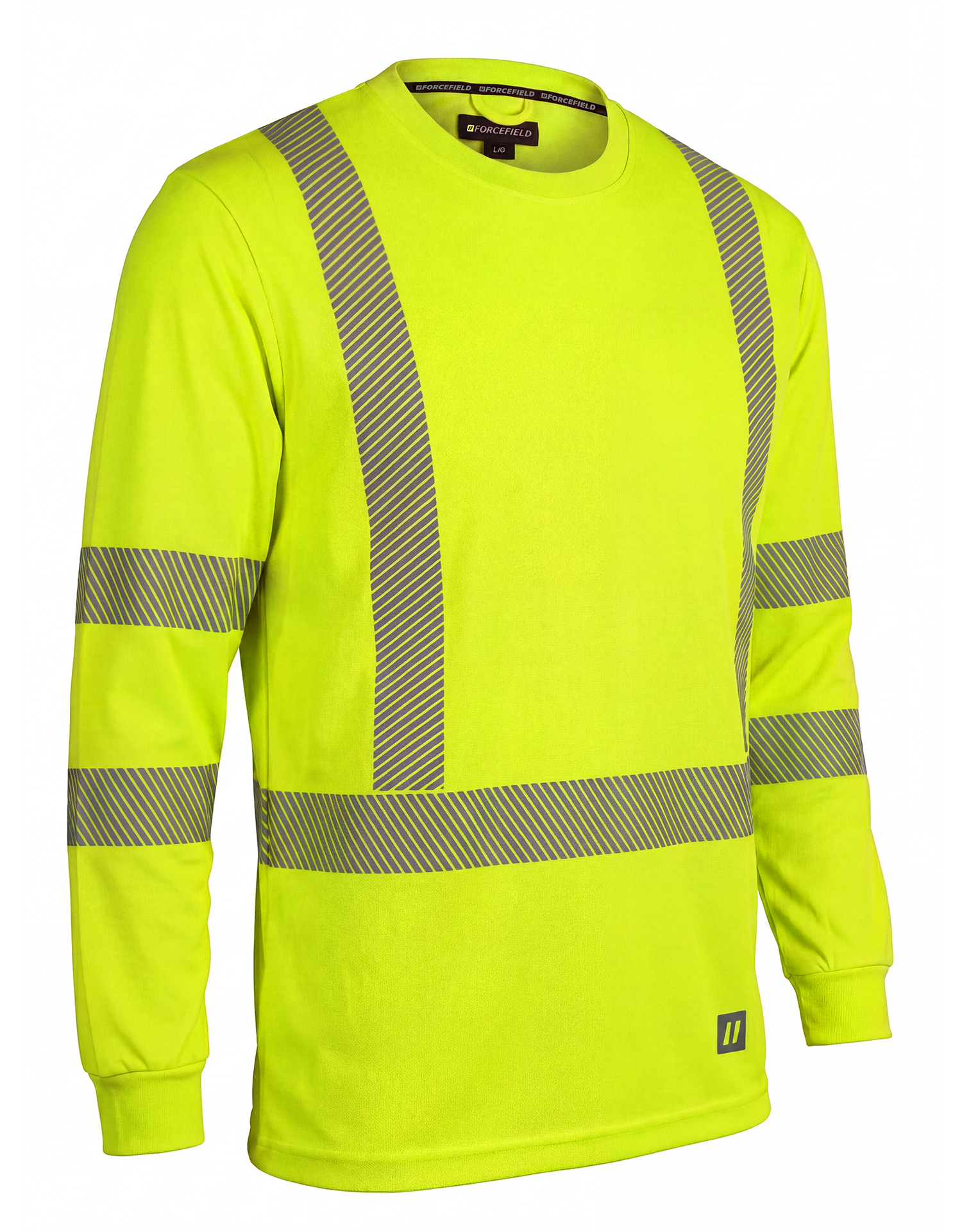 Forcefield Hi Vis Lime Crewneck Long Sleeve Ultrasoft Technical Tee