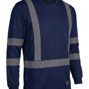 Forcefield Hi Vis Navy Crewneck Long Sleeve Ultrasoft Technical Tee