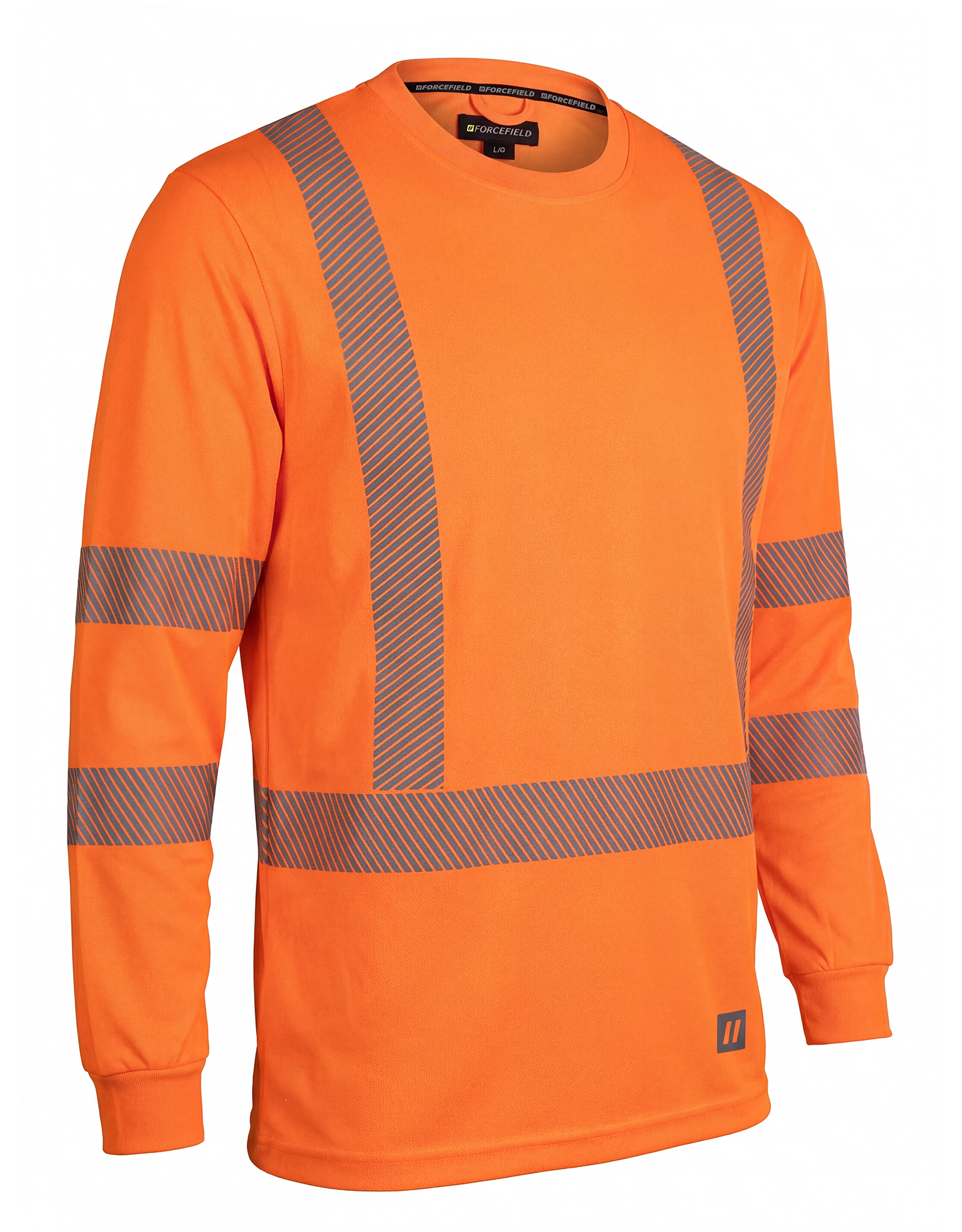 Forcefield Hi Vis Orange Crewneck Long Sleeve Ultrasoft Technical Tee