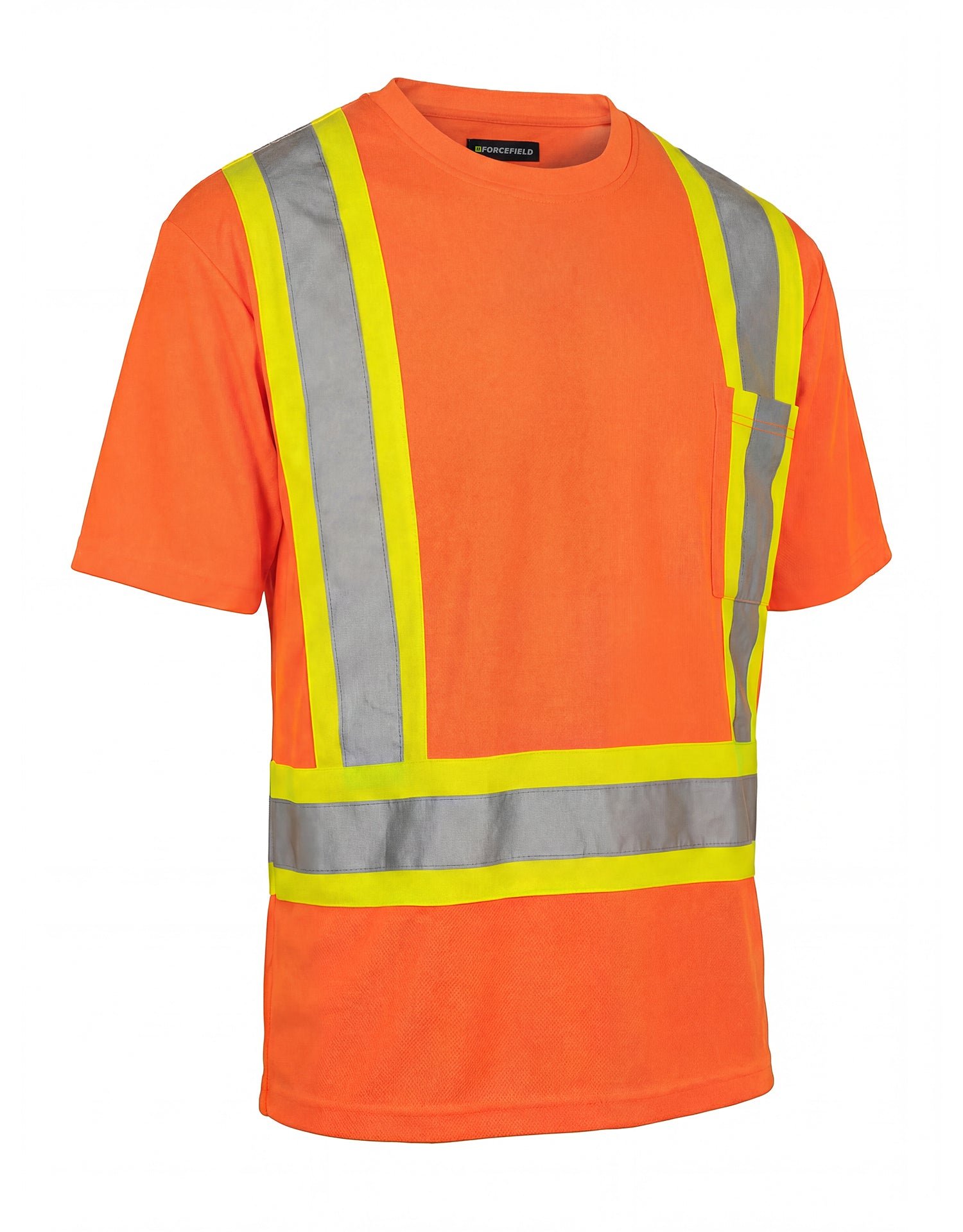 Forcefield Ultrasoft Hi Vis Crewneck Short Sleeve Safety Tee Shirt with Chest Pocket