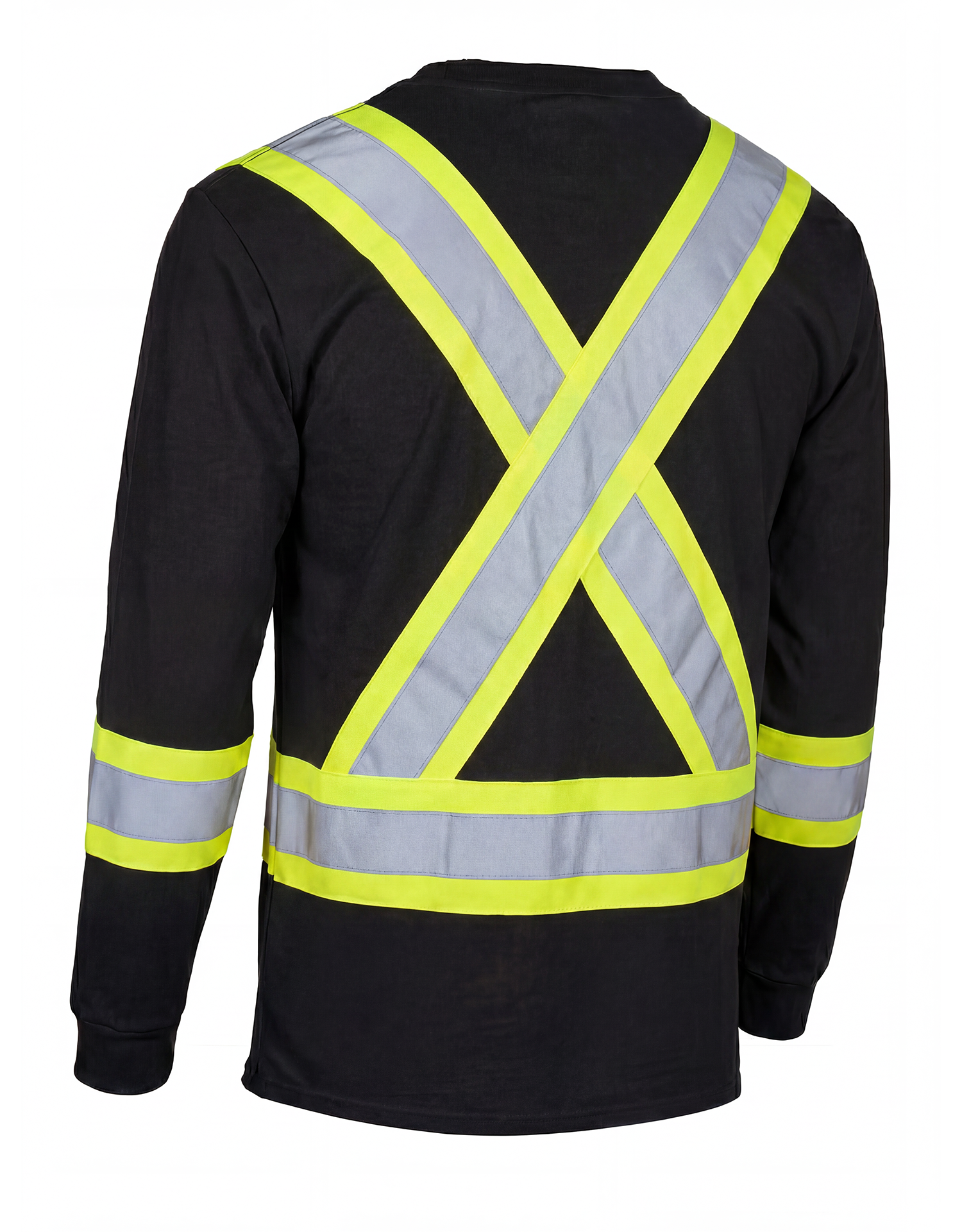 Forcefield Ultracool Black Poly/Cotton Crewneck Long Sleeve Safety T-Shirt with Chest Pocket - Image 4
