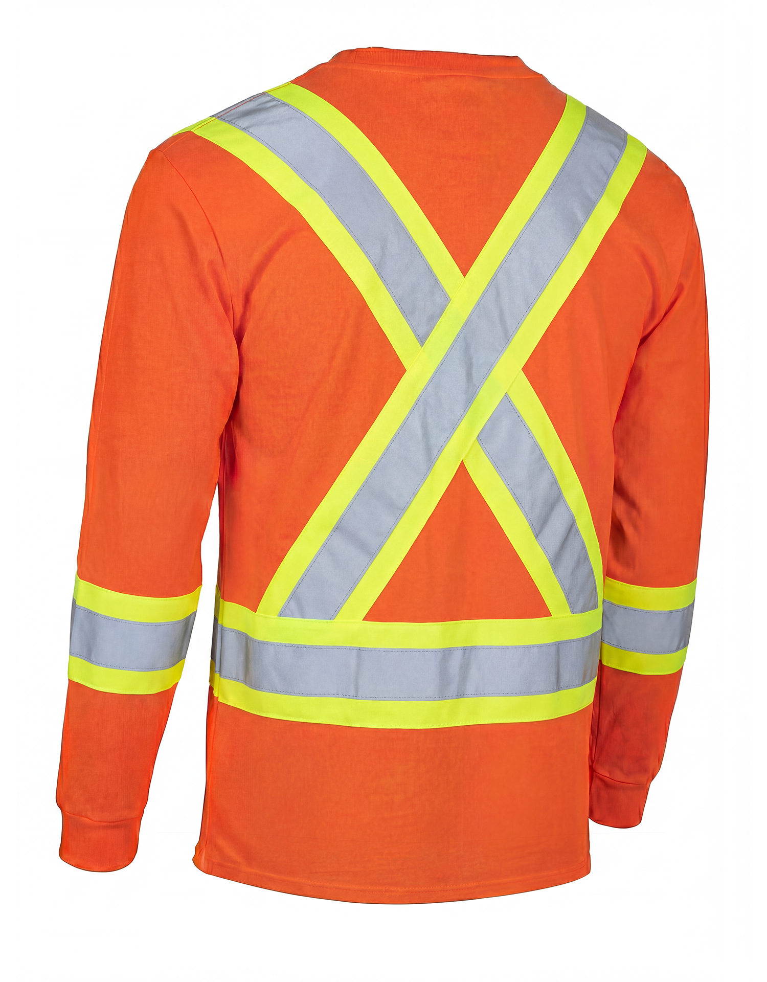 Forcefield Ultracool Orange Poly/Cotton Crewneck Long Sleeve Safety T-Shirt with Chest Pocket - Image 4