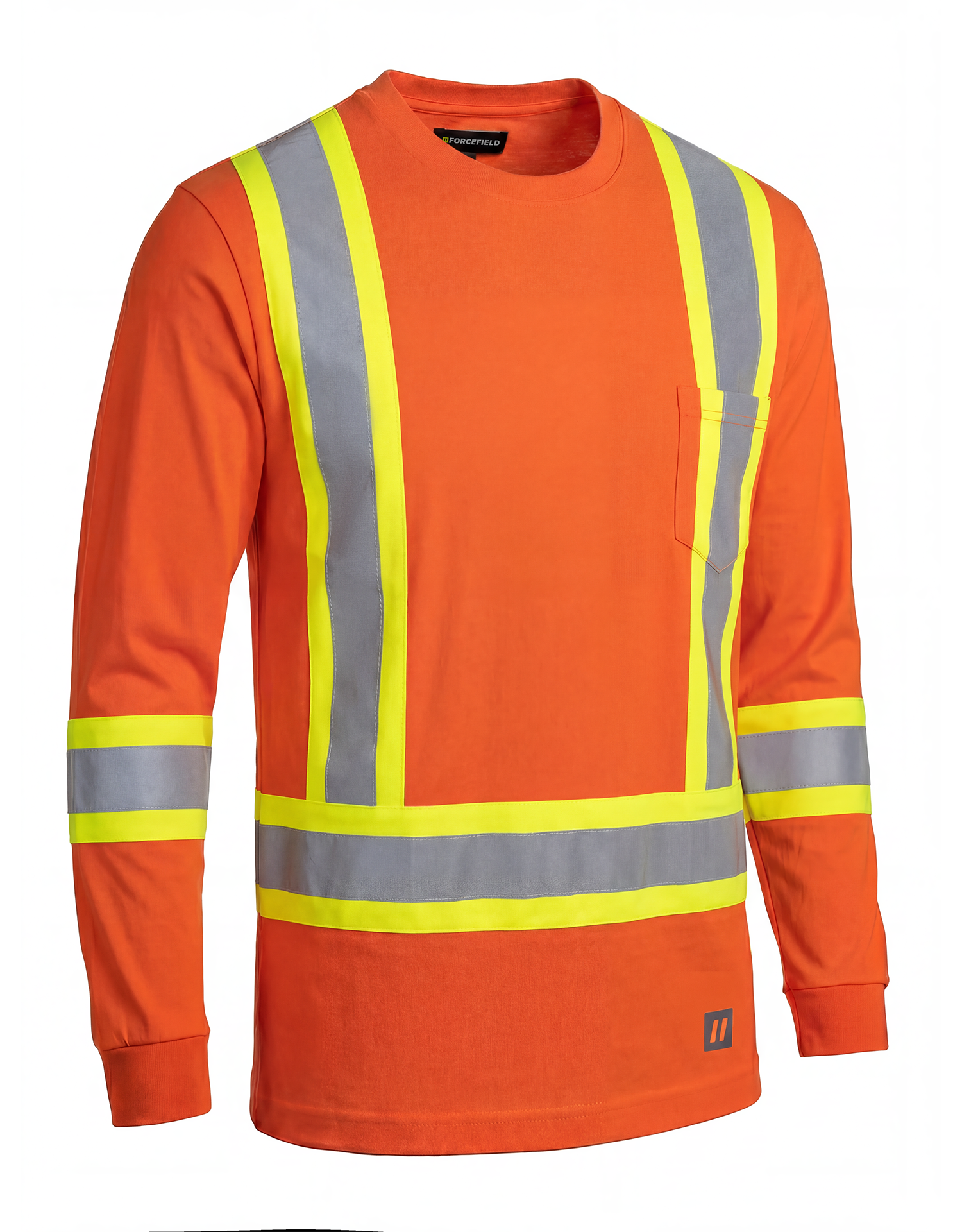 Forcefield Ultracool Orange Poly/Cotton Crewneck Long Sleeve Safety T-Shirt with Chest Pocket