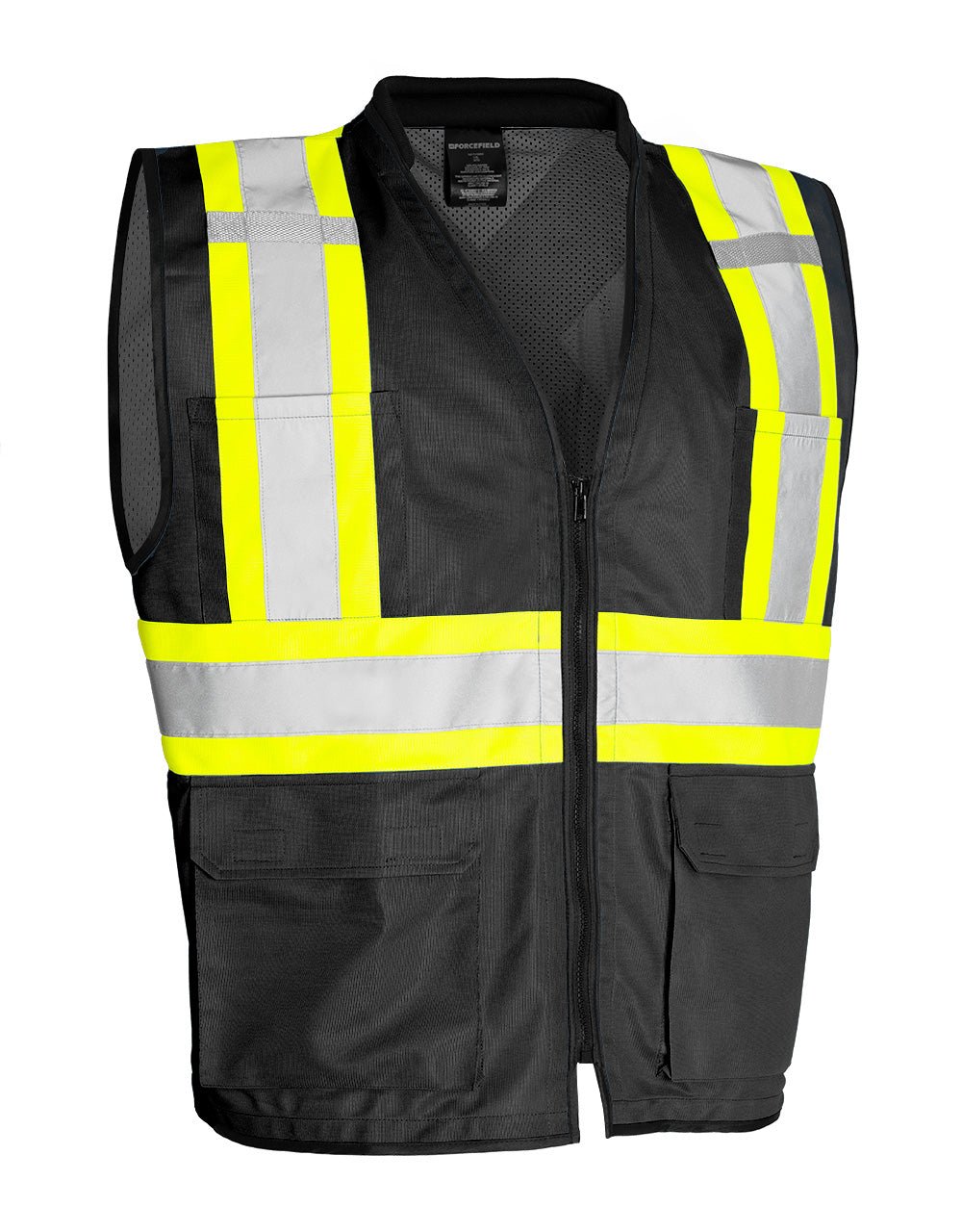 Forcefield Hi Vis Traffic Safety Vest with Zipper Front, Tricot Polyester - Image 5