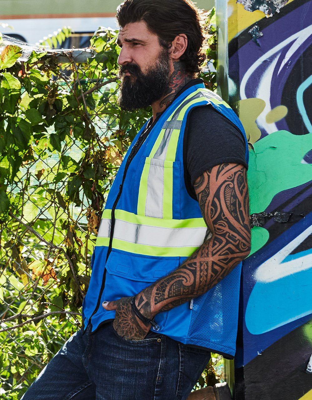 Forcefield Hi Vis Traffic Safety Vest with Zipper Front, Tricot Polyester - Image 9