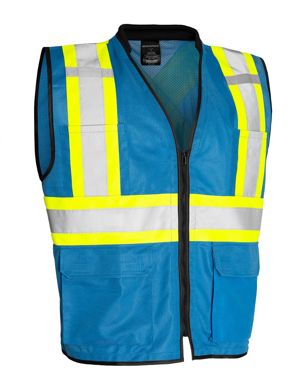 Forcefield Hi Vis Traffic Safety Vest with Zipper Front, Tricot Polyester - Image 7
