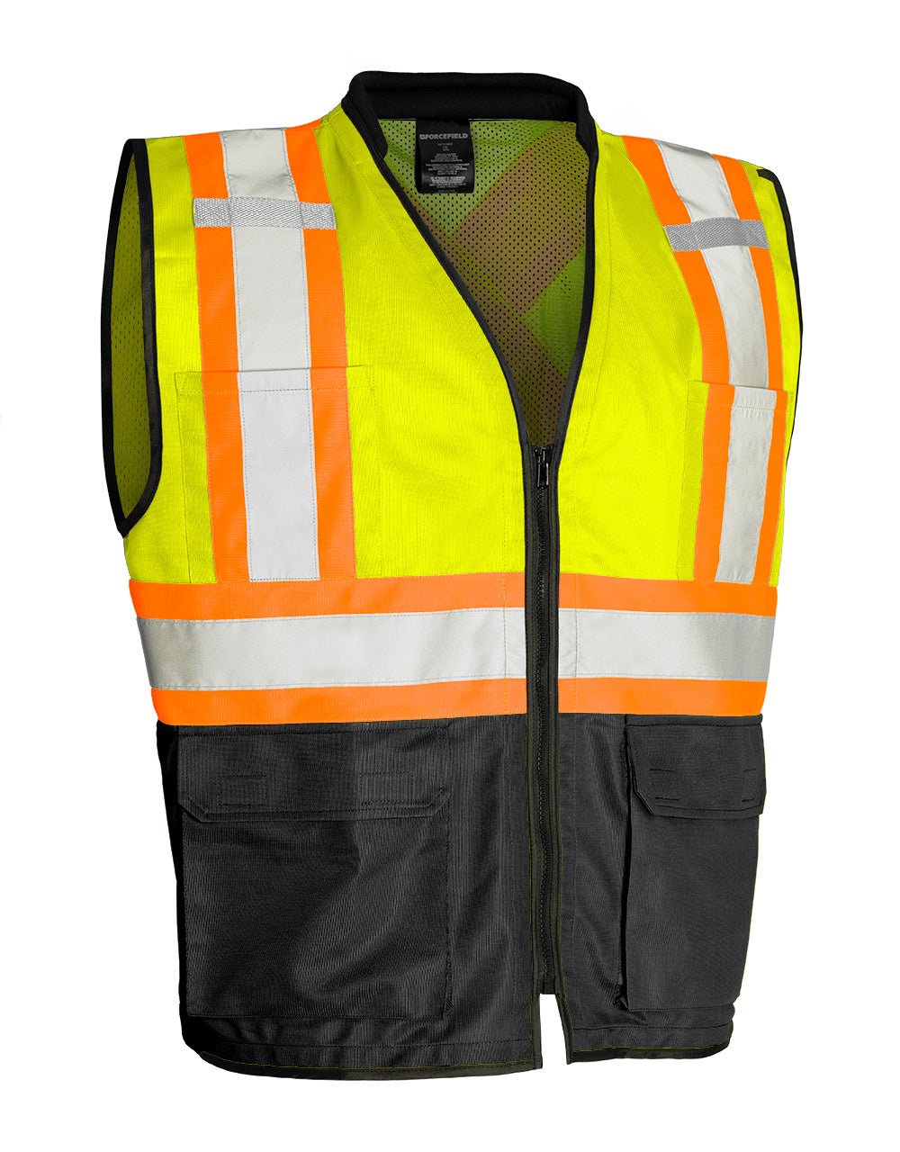 Forcefield Hi Vis Traffic Safety Vest with Zipper Front, Tricot Polyester - Image 3