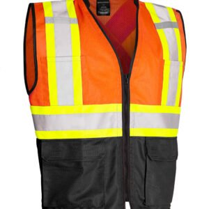 Forcefield Hi Vis Traffic Safety Vest with Zipper Front, Tricot Polyester