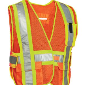 Forcefield 5-Point Tear-away Hi Vis Mesh Traffic Safety Vest, One-Size