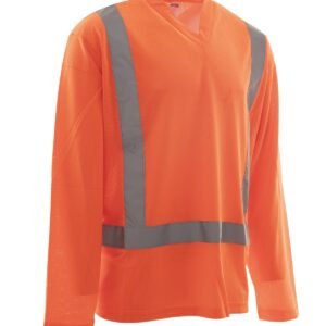 Forcefield Orange Poly Mesh Long Sleeve V-neck T-shirt - 3XL