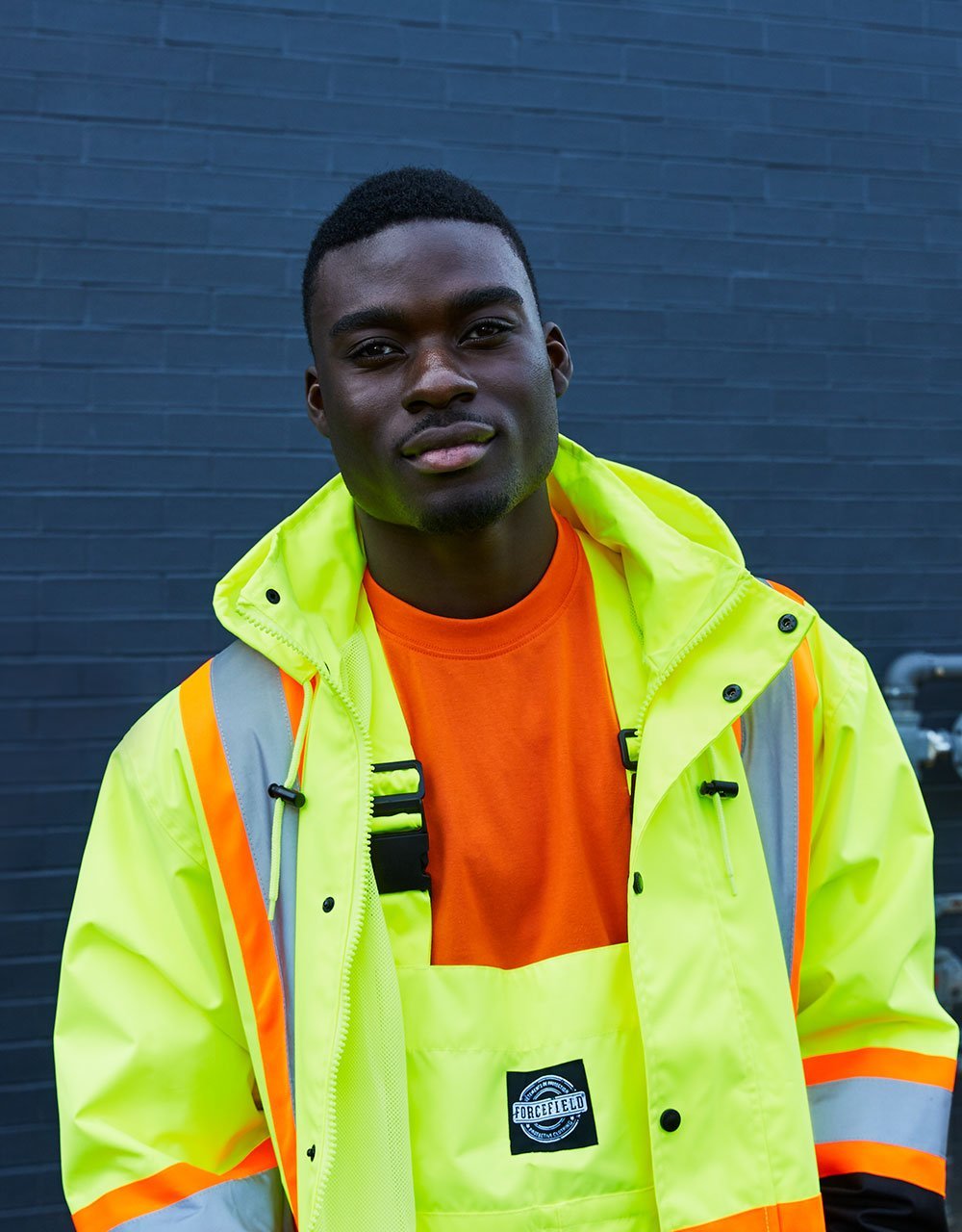Forcefield Hi Vis Safety Rain Jacket with Snap-Off Hood - Image 2