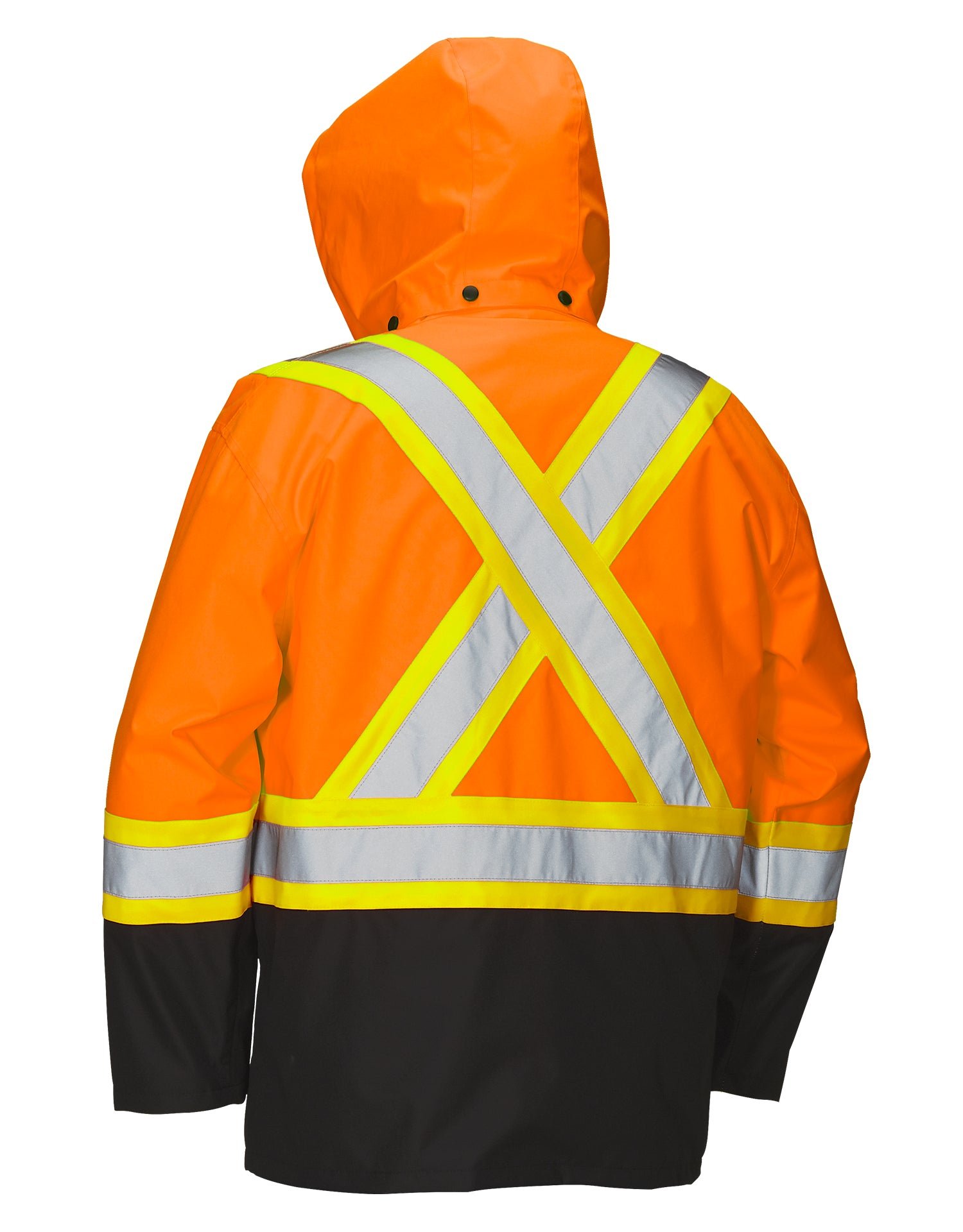 Forcefield Hi Vis Safety Rain Jacket with Snap-Off Hood - Image 5