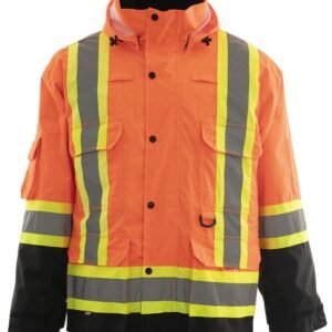 Forcefield Custom Printed Hi Vis Winter Safety Parka with Removable Down Insulated Nylon Puffer Jacket