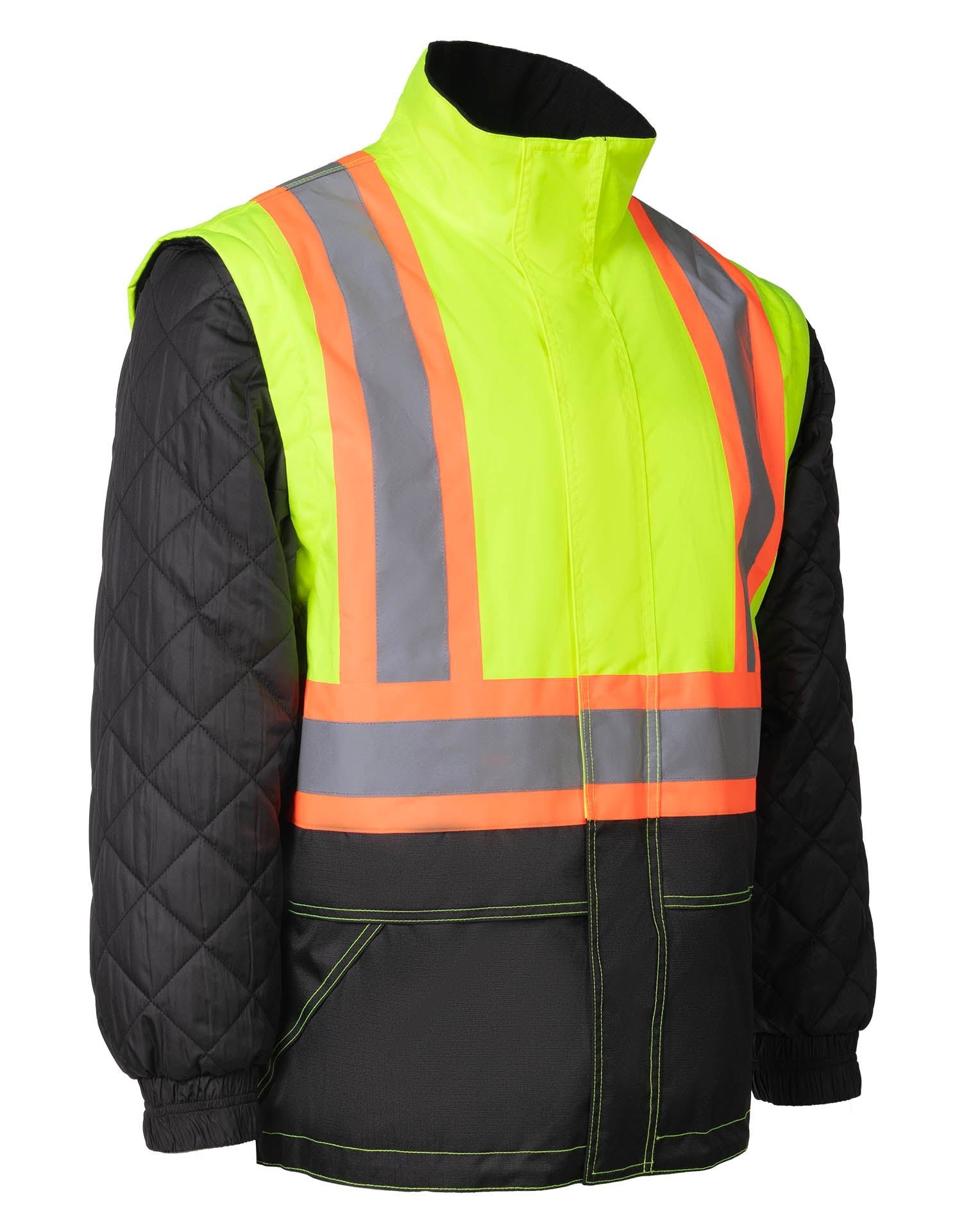 Forcefield Lime "Torngat" Premium Ripstop 4-in-1 Hi-Vis Safety Parka - Image 2