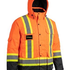 Forcefield 3-in-1 Hi Vis Winter Safety Parka with Removable Black Nylon Puff Jacket