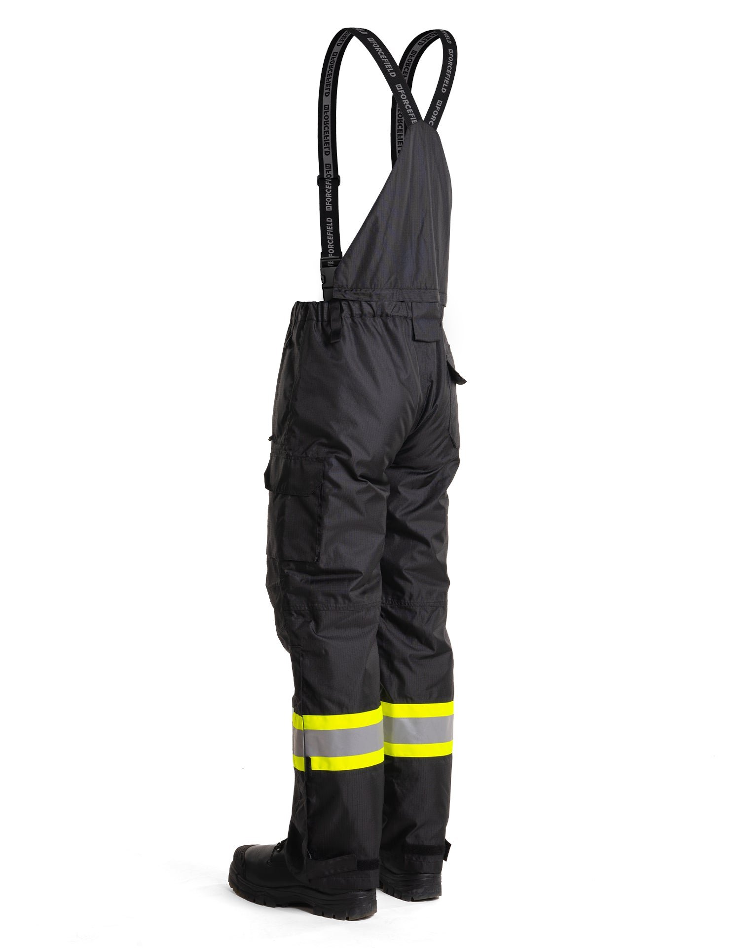 Forcefield Hi-Vis Black Flame-Resistant (FR) Ripstop Light Weight Bib Pants - Image 2