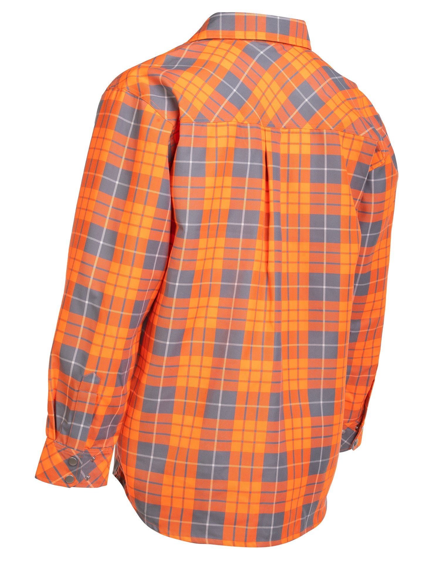 Forcefield Hi Vis Orange Plaid Unlined Flannel Shirt - Image 3