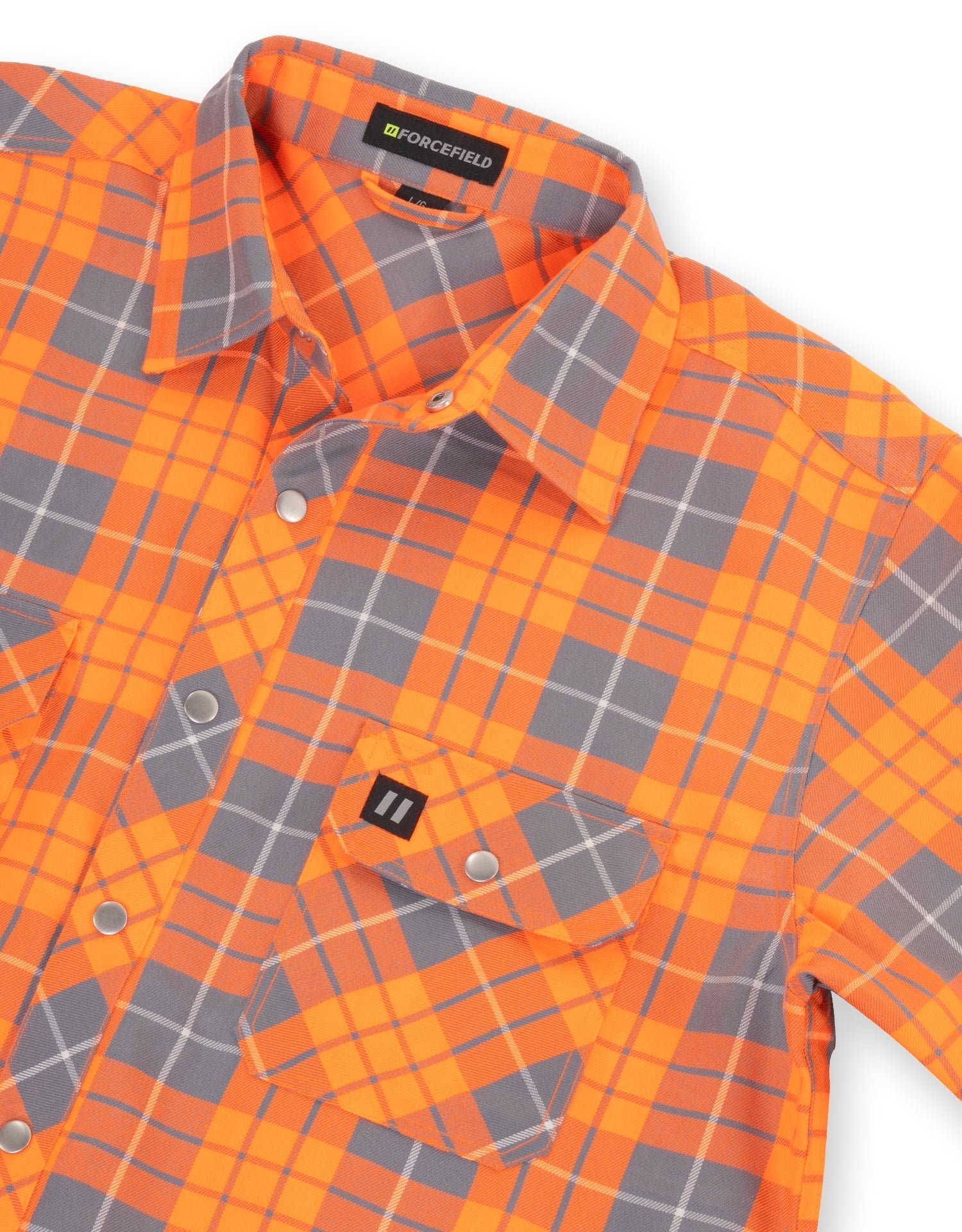 Forcefield Hi Vis Orange Plaid Unlined Flannel Shirt - Image 2