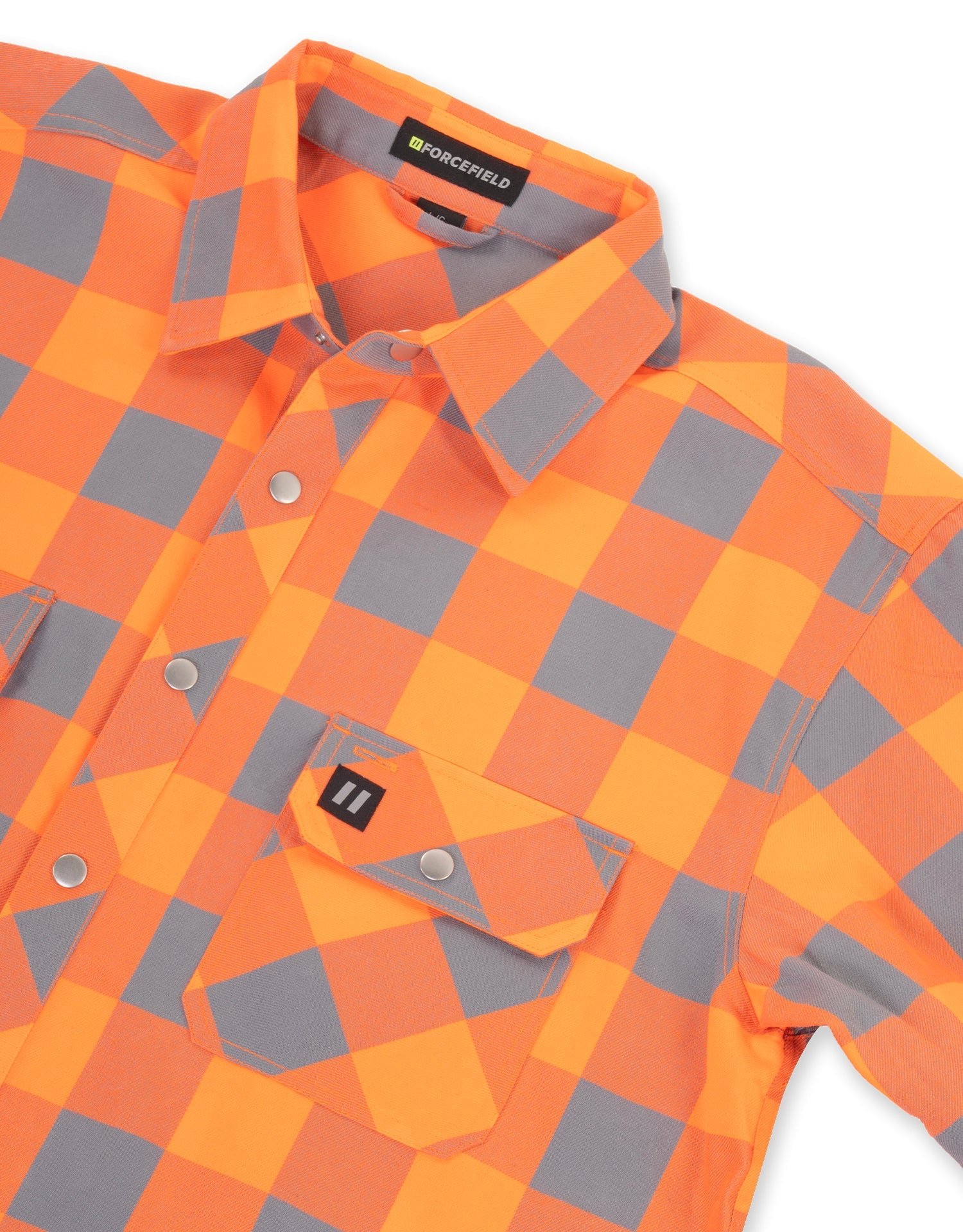 Forcefield Hi Vis Orange Buffalo Plaid Unlined Flannel Shirt - Image 2