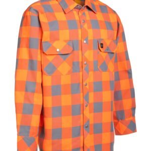Forcefield Hi Vis Orange Buffalo Plaid Unlined Flannel Shirt