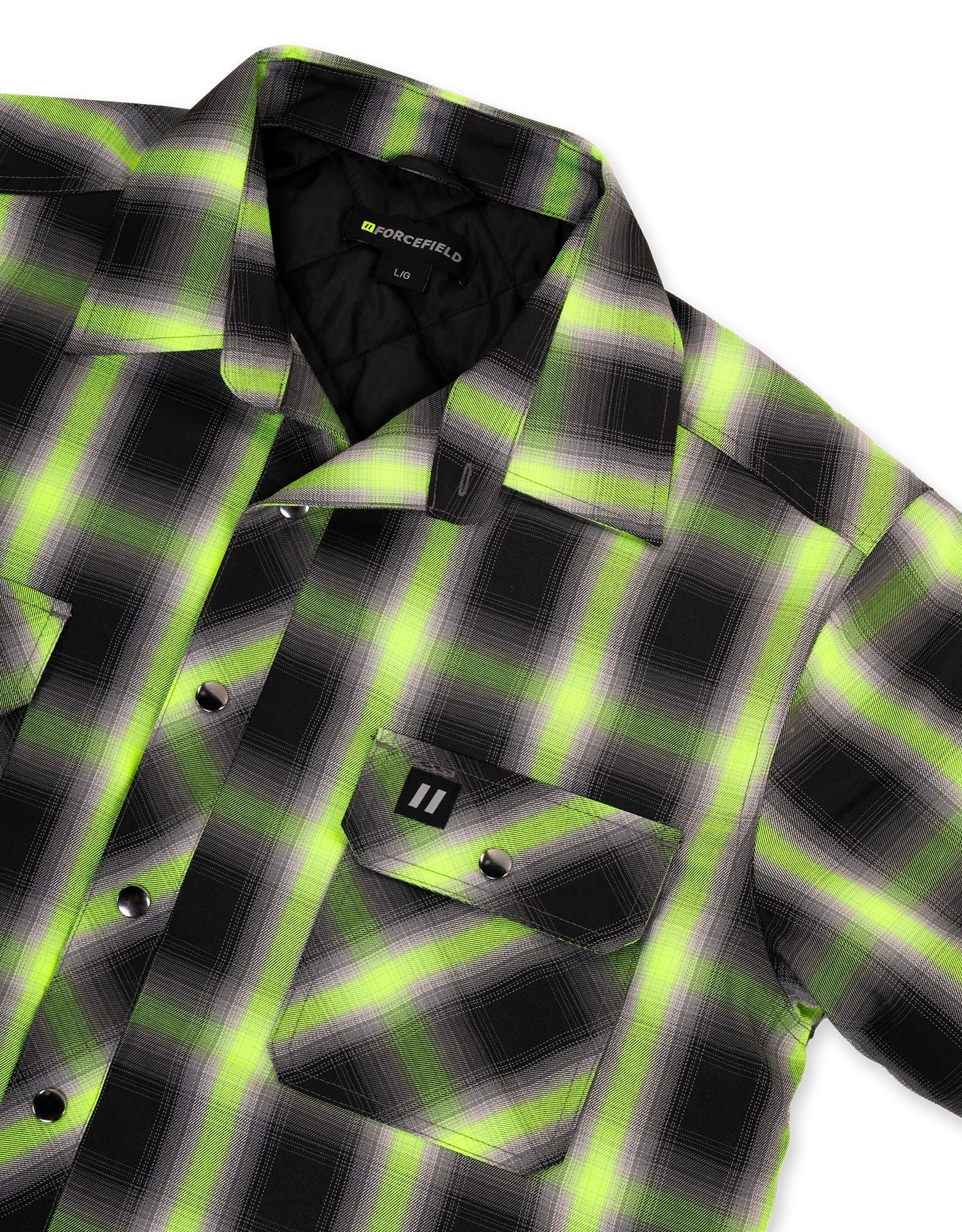 Forcefield Lime Ombre Plaid Quilt-lined Shirt Jacket - Image 2