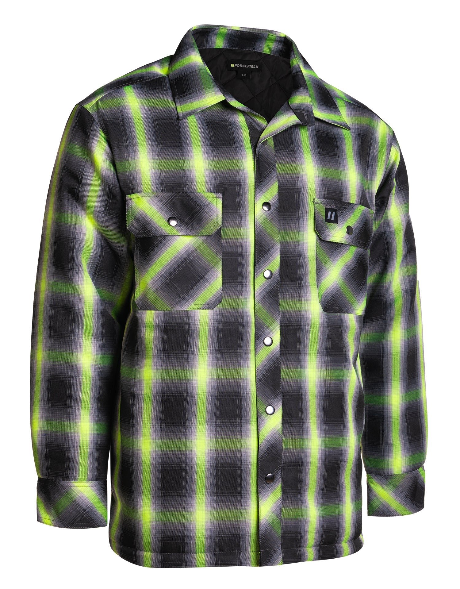 Forcefield Lime Ombre Plaid Quilt-lined Shirt Jacket