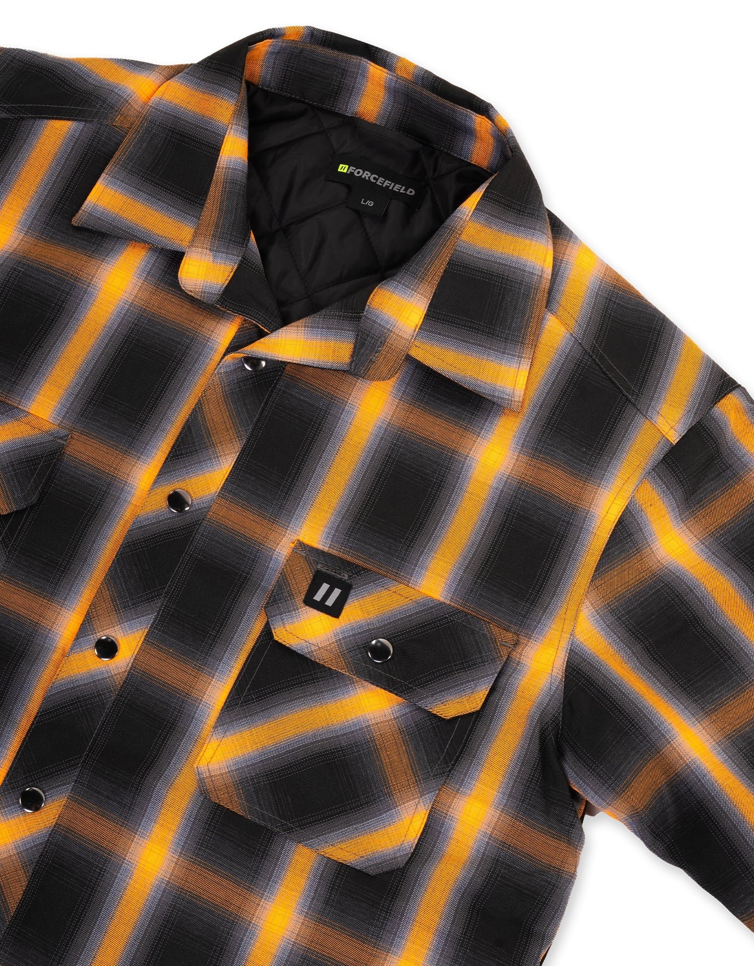 Forcefield Orange Ombre Plaid Quilt-lined Shirt Jacket - Image 2