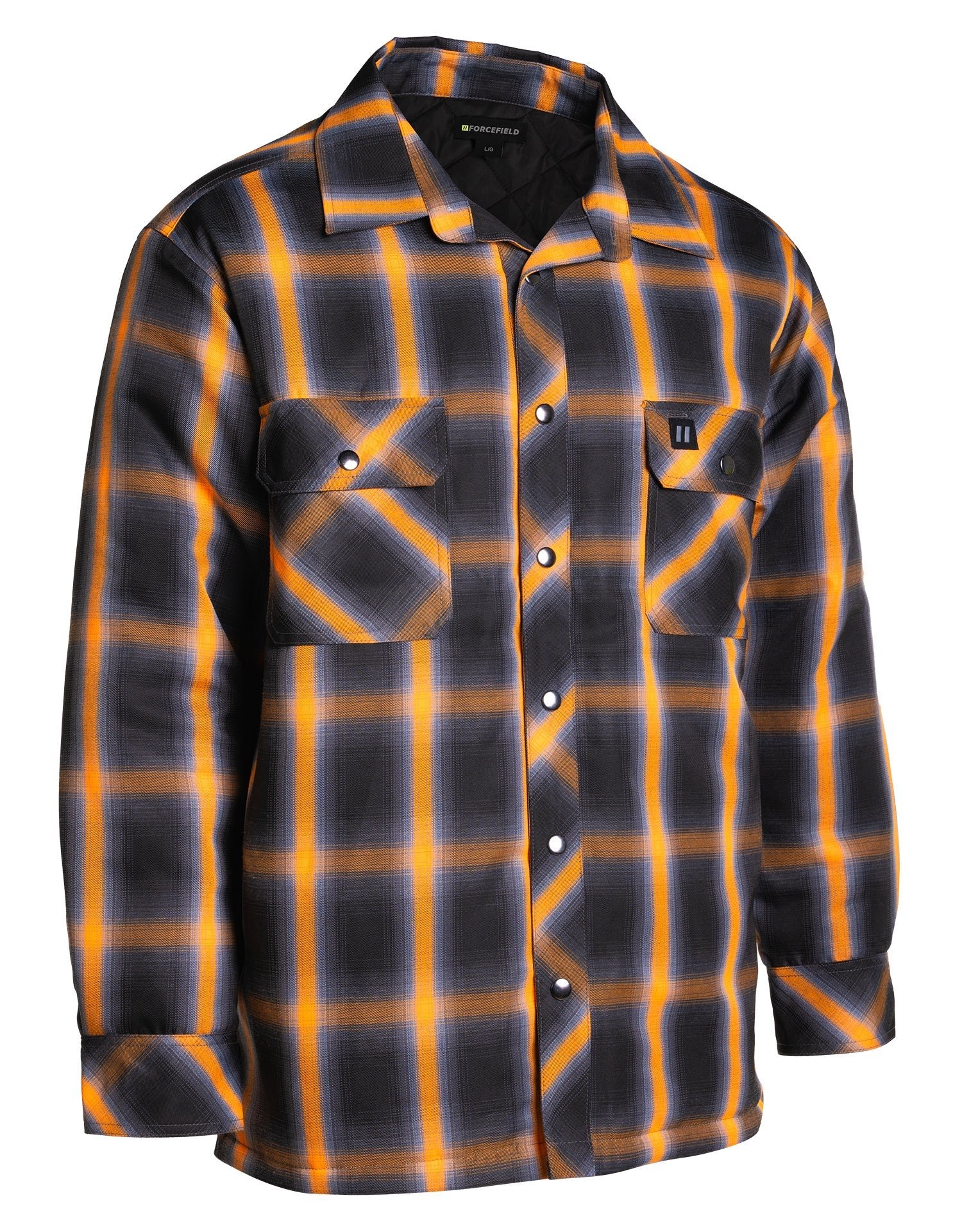 Forcefield Orange Ombre Plaid Quilt-lined Shirt Jacket