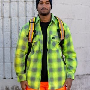 Forcefield Hi Vis Grey Shadow Plaid Quilted Flannel Shirt Jacket