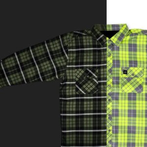Forcefield Hi Vis Plaid Unlined Flannel Shirt Jacket with Reflective Striping